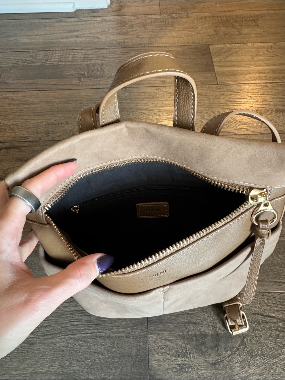 Tan Suede-Style Backpack - Picture 3 of 3